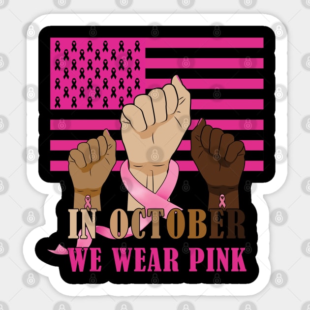 In October We Wear Pink Ribbon Breast Cancer Awareness Sticker by MasliankaStepan